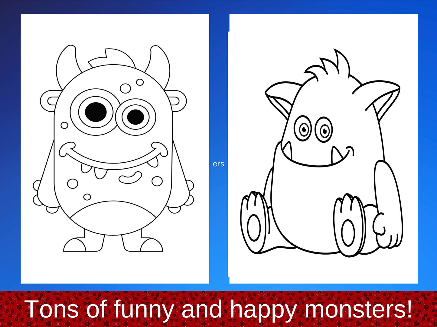 100+ pages with cute and funny monsters coloring book for kids, fun and easy coloring pages with cute monsters, kids coloring book