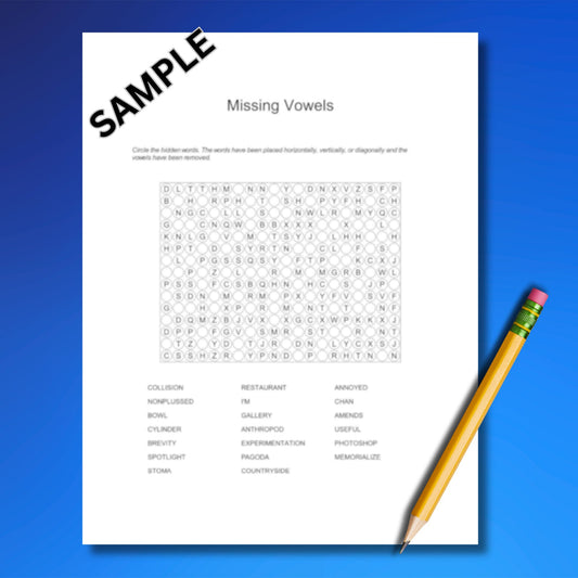 Set of 10 Varied Word Games for Adults, Brain Teasers, Word Mazes, Missing Vowels Games, Decoder Ring, Digital Download , Solutions Included
