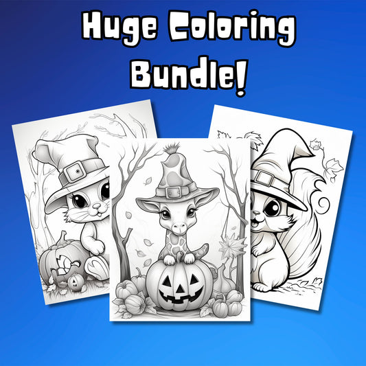 Halloween Animals Coloring Pages | 50 High-Quality Digital Pages | PDF Printable | Fun & Creative Coloring Pages for Adults and Kids