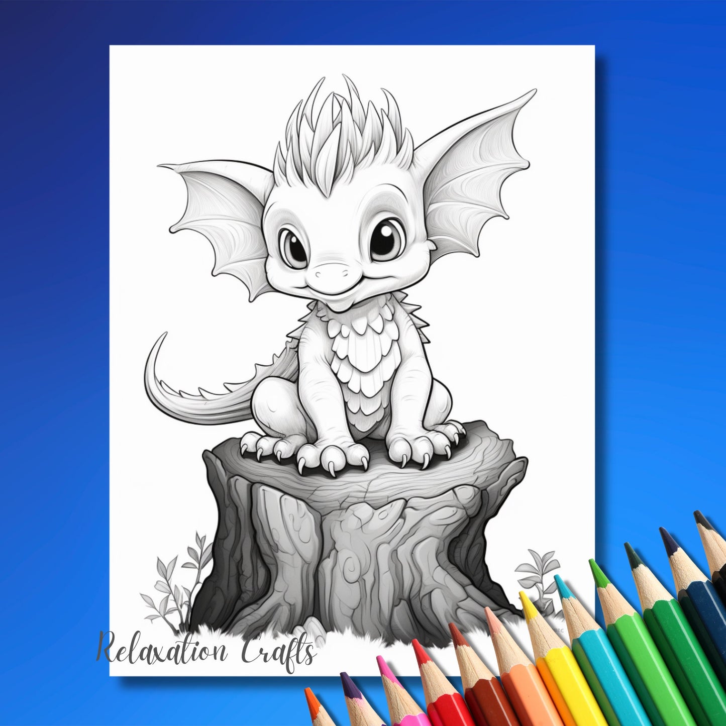 40+ Pages Joyful Baby Dragons Coloring Pages for Adults & Kids, Great Gift Idea, Coloring Pages, Bonus Files with the Cover of the Book