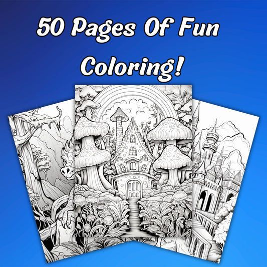 Enchanted Forest Coloring Pages for Adults, 50 Magical Pages for Relaxation & Imagination, Digital Download, BONUS: Cover Page Without Text!