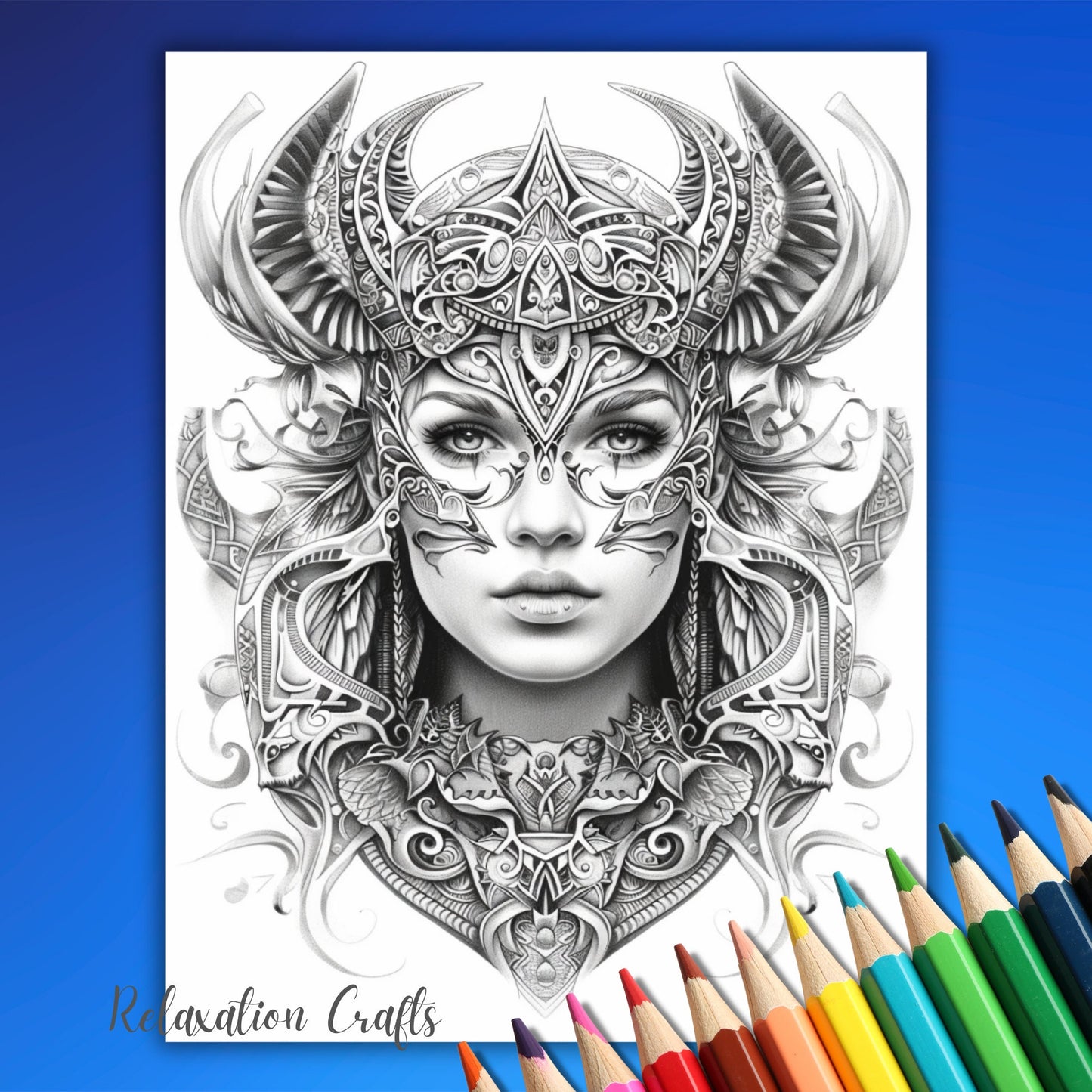 Norse Goddesses, Grayscale Adult Coloring Pages – Relax and Unwind with Detailed Mythical Art Inspired by Viking Legends and Nordic Myths