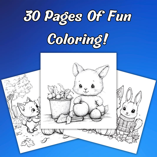 Autumn Hygge Coloring Pages for Kids: 30 Cozy Fall Themed Pages Featuring Cute Animals, Pumpkins, and Leaves for Relaxation and Creative Fun