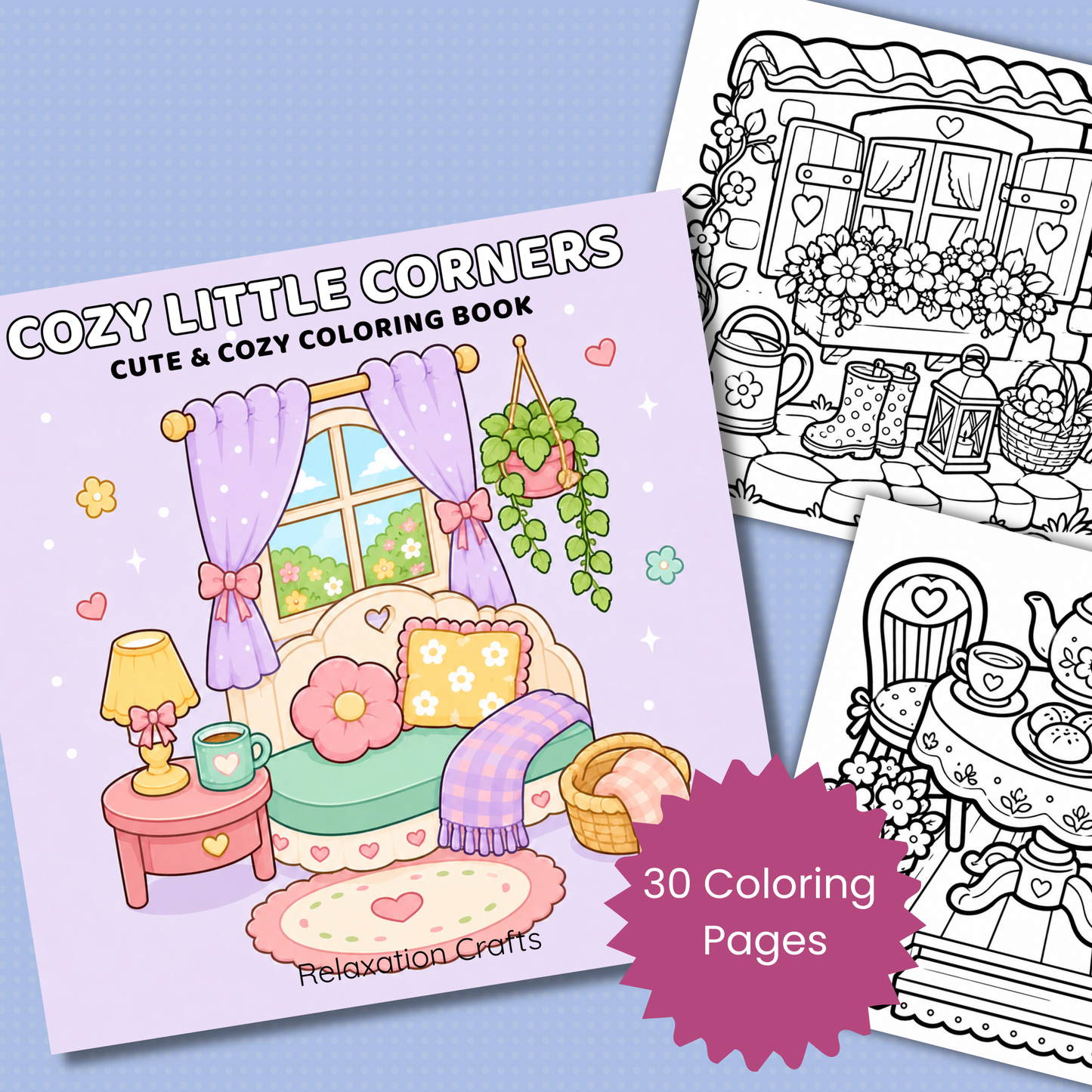 Cozy Little Corners: 30 Cute & Cozy Coloring Pages