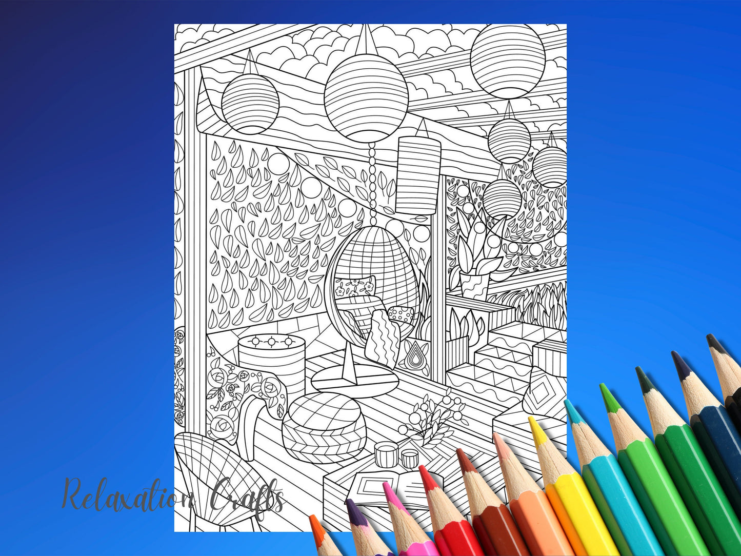 25 Colouring Pages for Adults and Kids, Relaxing Colouring Pages, Mindfulness Colouring Book for Adults, Recreation Therapy, Stress Relief
