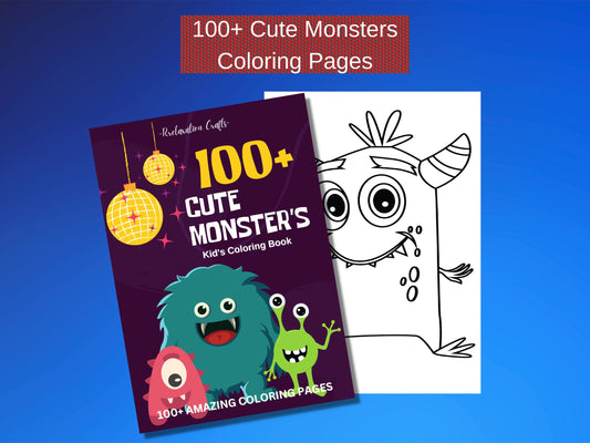 100+ pages with cute and funny monsters coloring book for kids, fun and easy coloring pages with cute monsters, kids coloring book