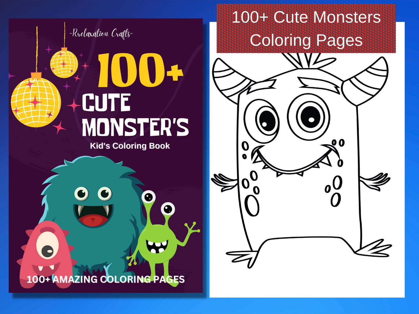 100+ pages with cute and funny monsters coloring book for kids, fun and easy coloring pages with cute monsters, kids coloring book