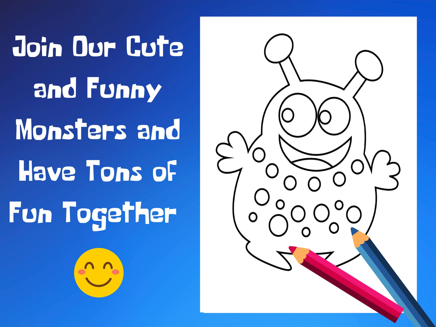 100+ pages with cute and funny monsters coloring book for kids, fun and easy coloring pages with cute monsters, kids coloring book