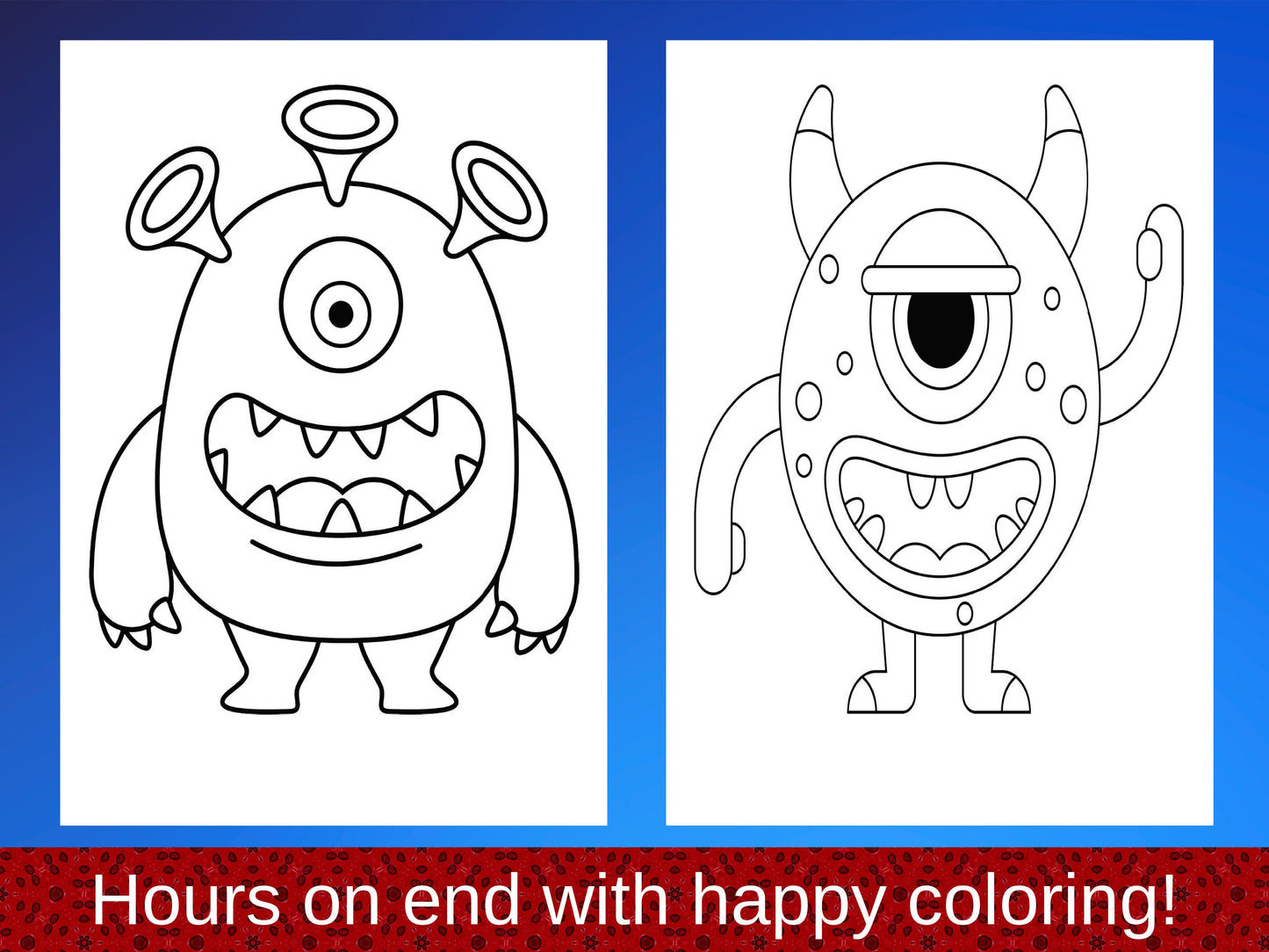 100+ pages with cute and funny monsters coloring book for kids, fun and easy coloring pages with cute monsters, kids coloring book