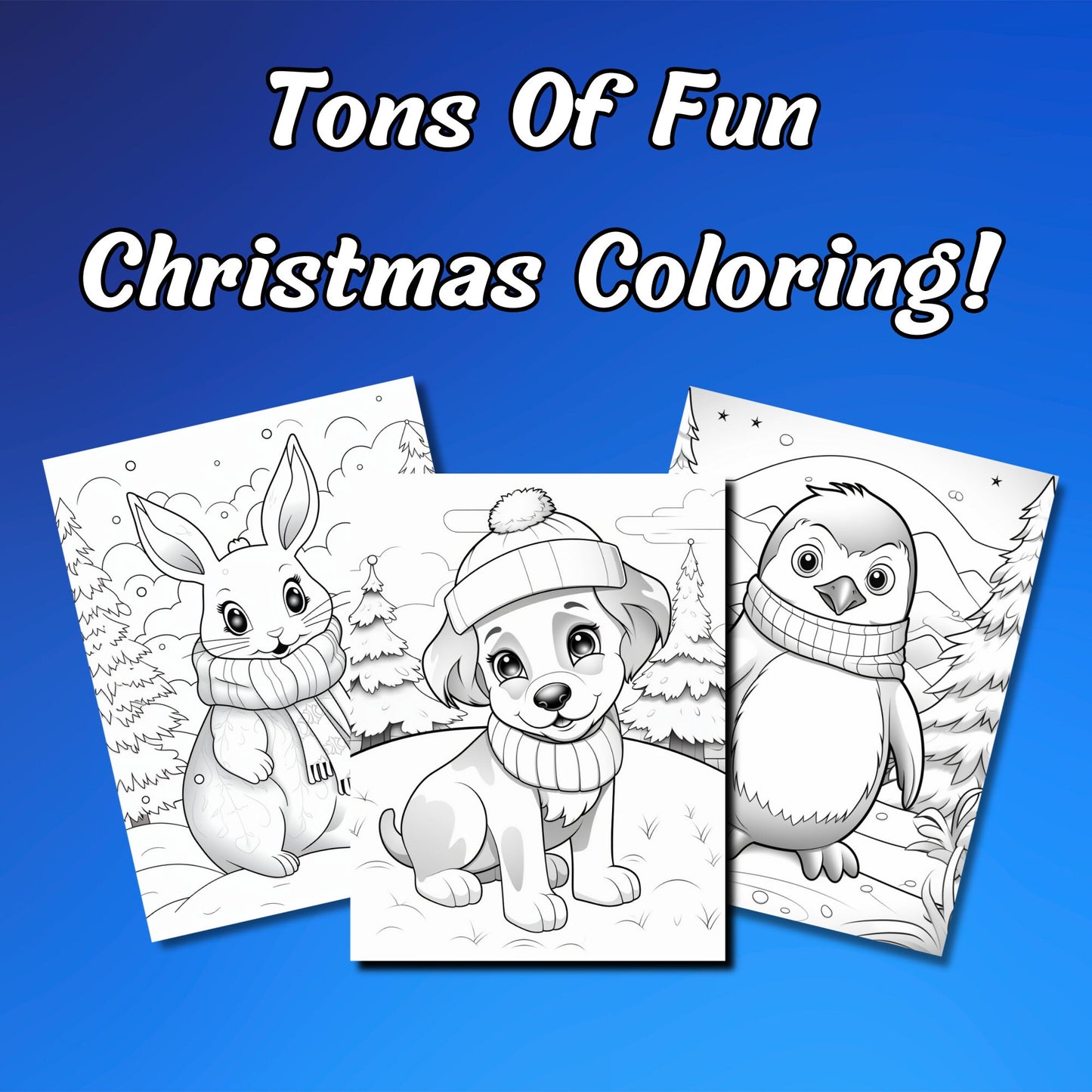 30 Pages Christmas Animals Coloring Book for Kids - Tons of Festive Holiday Scenes - Digital Download - Educational & Fun Gift for Children
