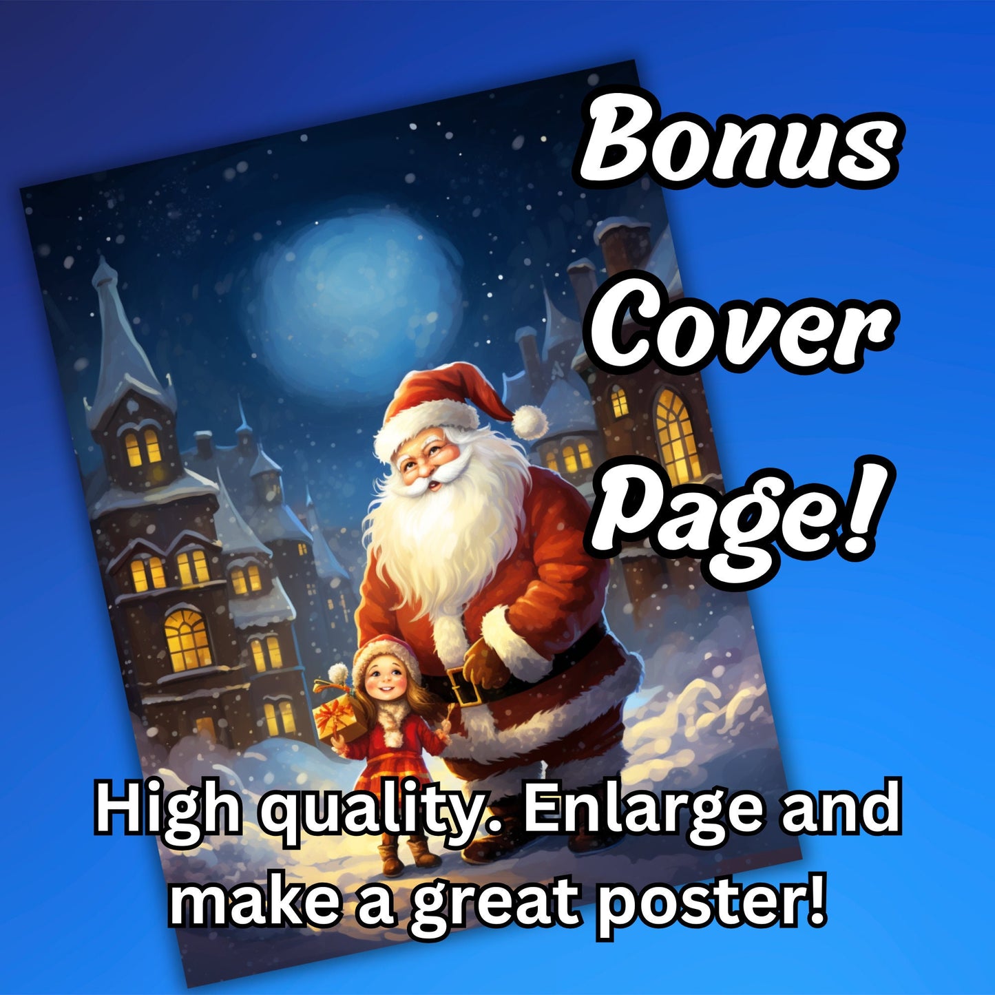Huge 80+ Page Christmas Coloring Book and Bonus Cover, Grayscale Pages for Kids and Adults, Festive and Fantasy Themes, Digital PDF Download