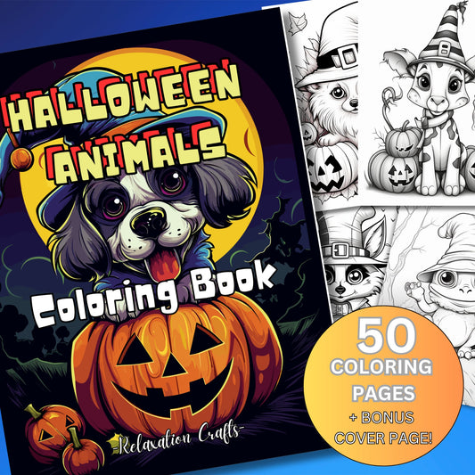 Halloween Animals Coloring Pages | 50 High-Quality Digital Pages | PDF Printable | Fun & Creative Coloring Pages for Adults and Kids