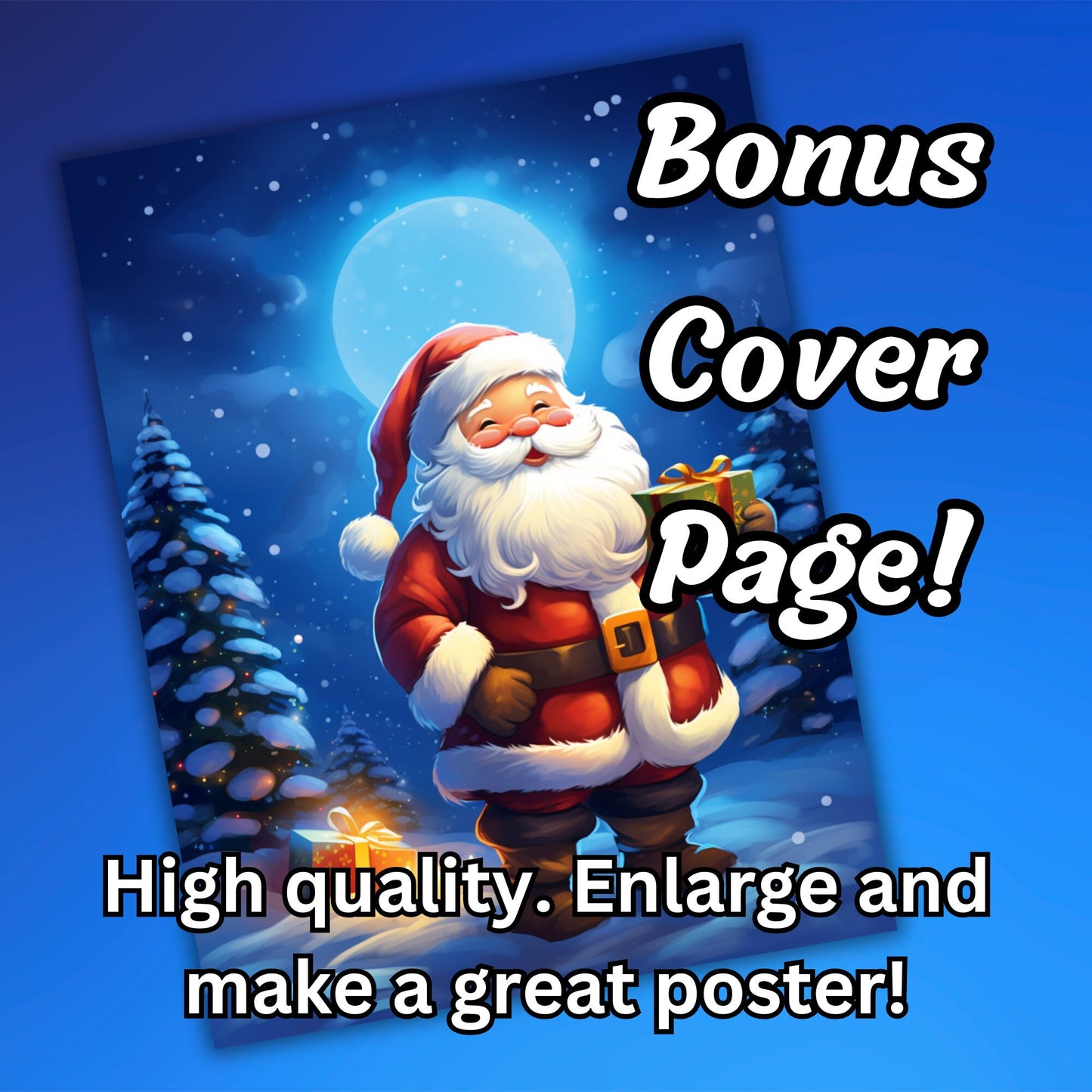 30+ Pages Happy Christmas Coloring Book for Kids & Adults, Grayscale, Plus BONUS Cover Page Without lettering, Digital Download