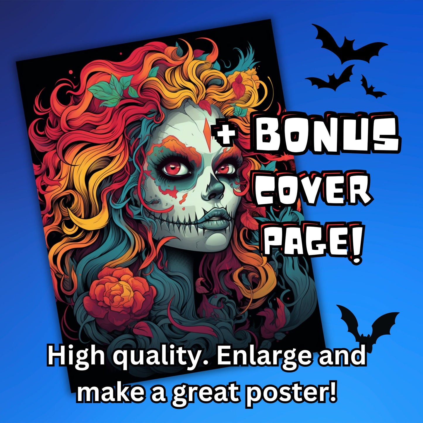 Spooky Halloween Adult Coloring Pages | Stress-Relieving Skeletons & Zombies | Printable PDF | Unique Gift for Adults | Instant Download