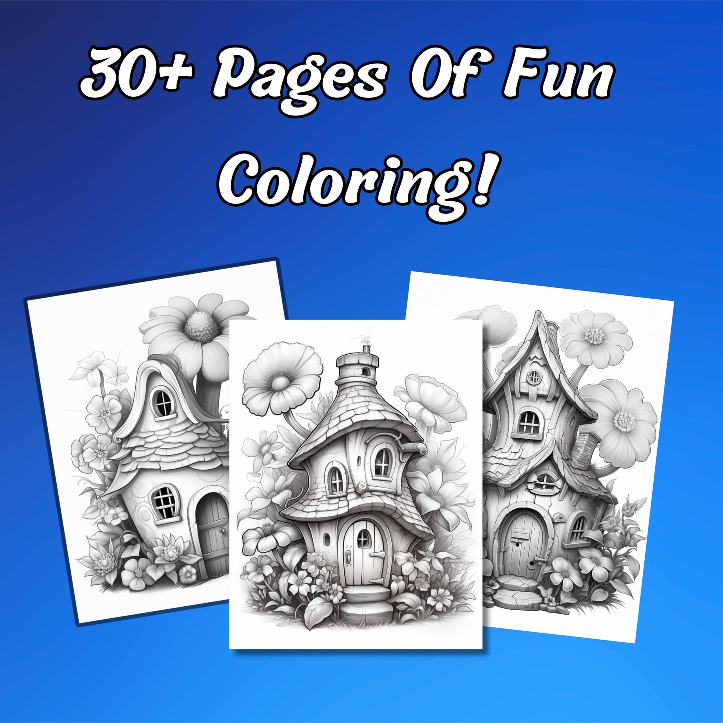 30+ Intricate Fairy House Pages for Adult Relaxation and Artistic Expression, Fantasy Coloring, Adult Coloring Book, Coloring Pages