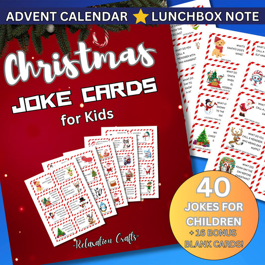 40 Printable Christmas Joke Cards for Kids - Perfect for Advent Calendars and Lunchboxes - Fun & Festive Digital Download