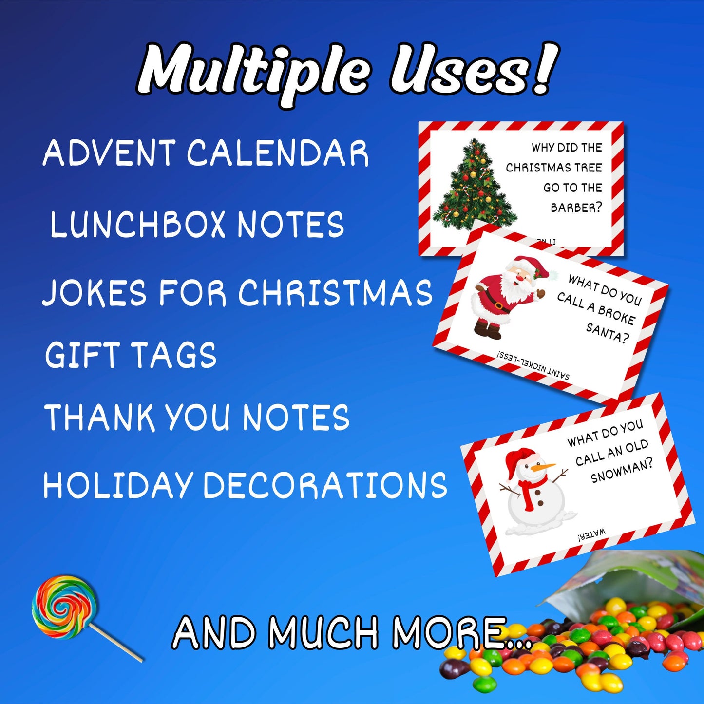 40 Printable Christmas Joke Cards for Kids - Perfect for Advent Calendars and Lunchboxes - Fun & Festive Digital Download
