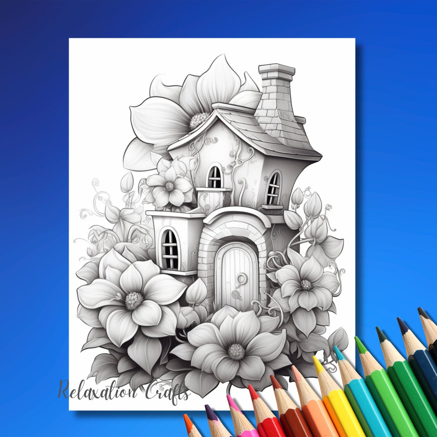 30+ Intricate Fairy House Pages for Adult Relaxation and Artistic Expression, Fantasy Coloring, Adult Coloring Book, Coloring Pages