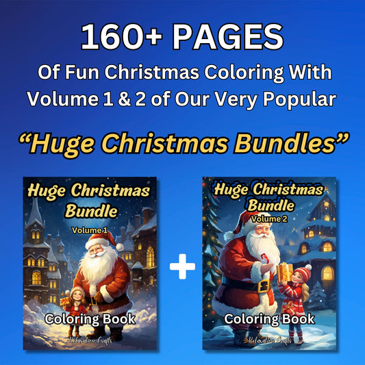 160+ Page Christmas Coloring Mega Bundle - Festive & Fantasy Themes with Bonus Covers, Grayscale Pages, Instant Digital Download