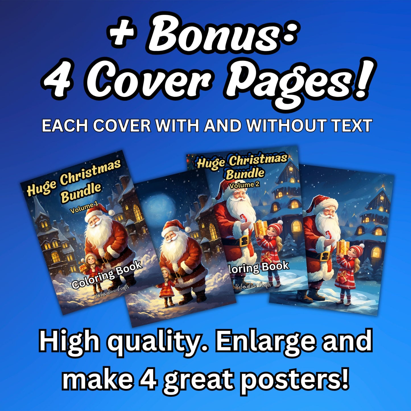 160+ Page Christmas Coloring Mega Bundle - Festive & Fantasy Themes with Bonus Covers, Grayscale Pages, Instant Digital Download