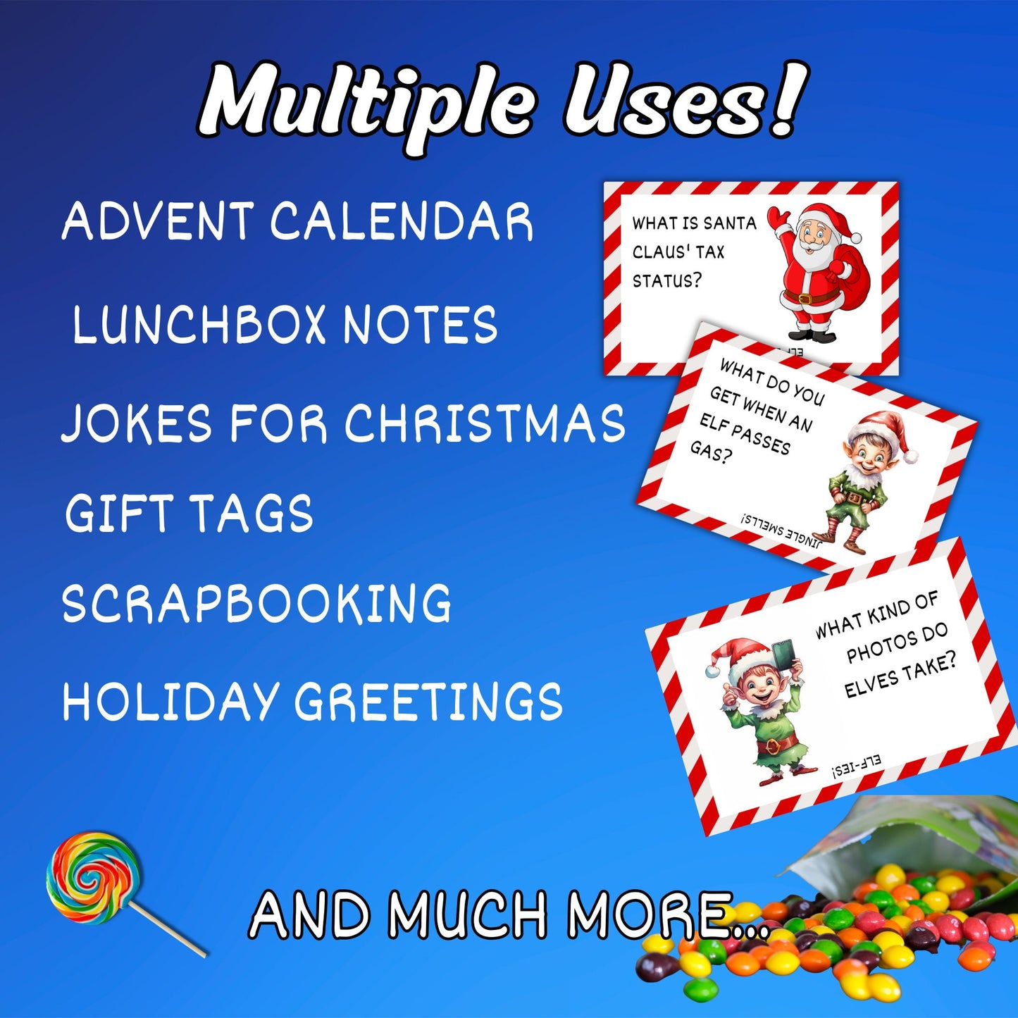 40 Printable Christmas Reindeer and Elf Joke Cards for Kids - Fun Festive Digital Jokes - Perfect for Gifts and Lunchbox Surprises