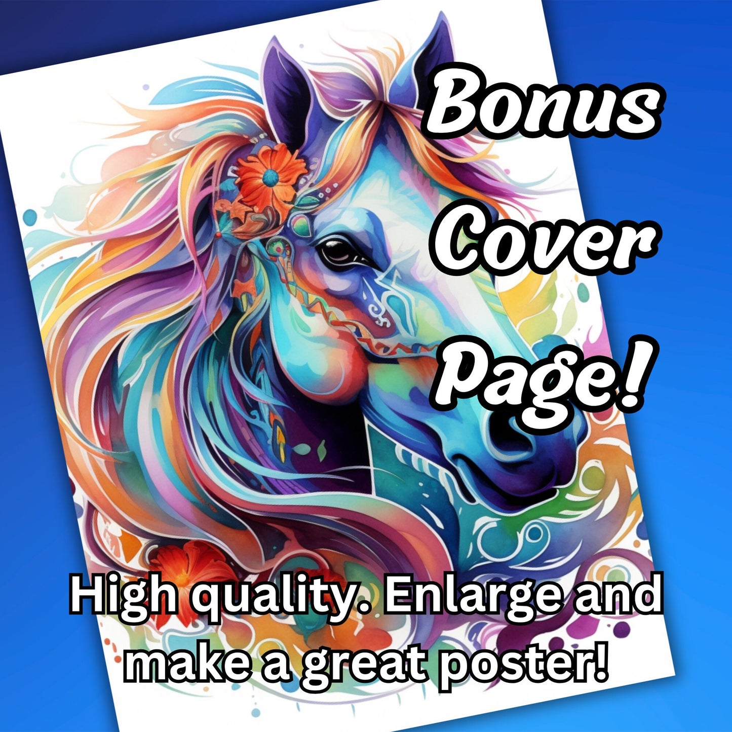30 Mandala Horse Coloring Pages, Intricate Digital Download Book for Adults for Artistic Joy, Plus a Bonus Cover, Great Stress Relief!