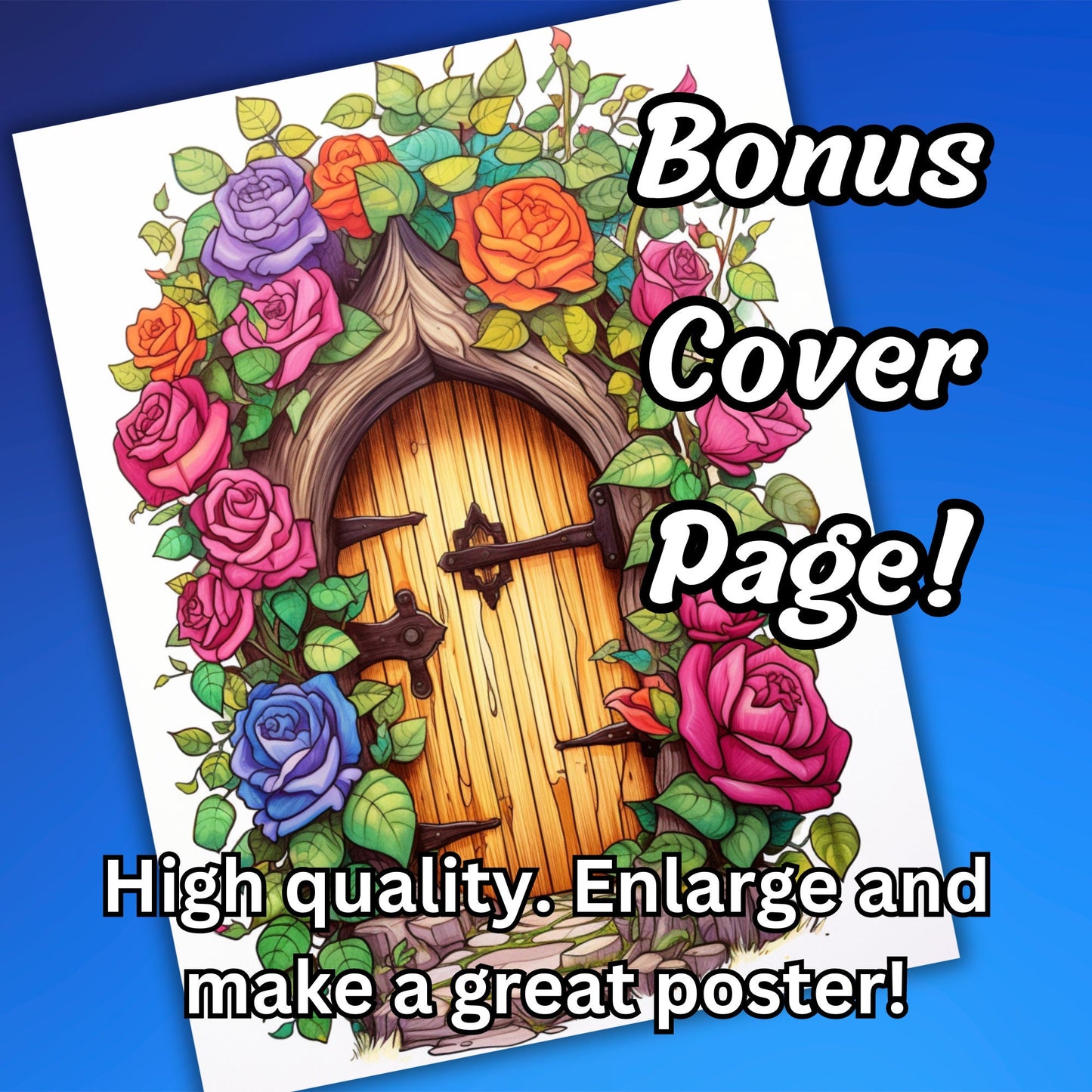 40+ Pages Blooming Fairy Doors Coloring Pages with Intricate Door Flowers and Fun Designs! PLUS a Bonus Cover. Perfect Gift Idea!