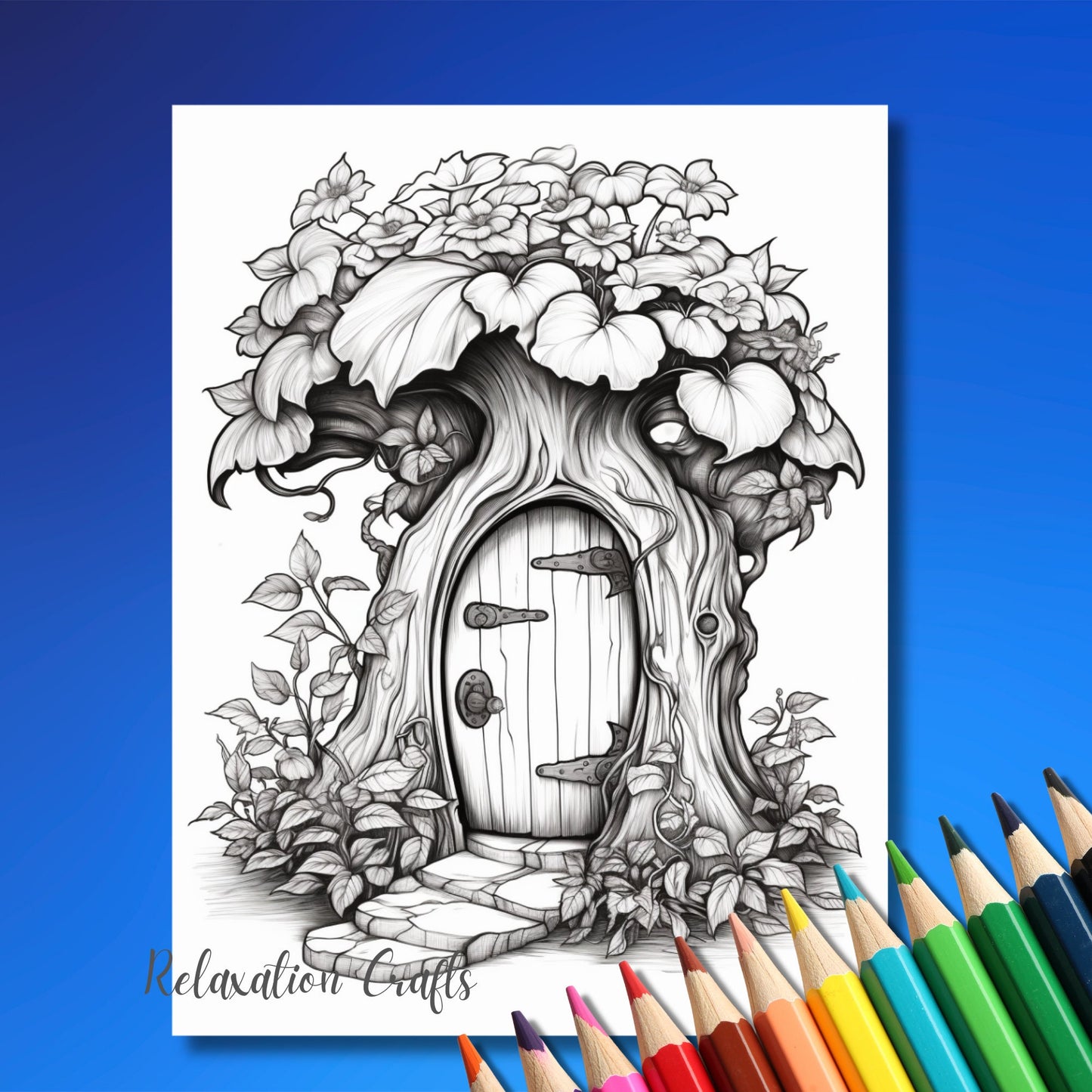 40+ Pages Blooming Fairy Doors Coloring Pages with Intricate Door Flowers and Fun Designs! PLUS a Bonus Cover. Perfect Gift Idea!