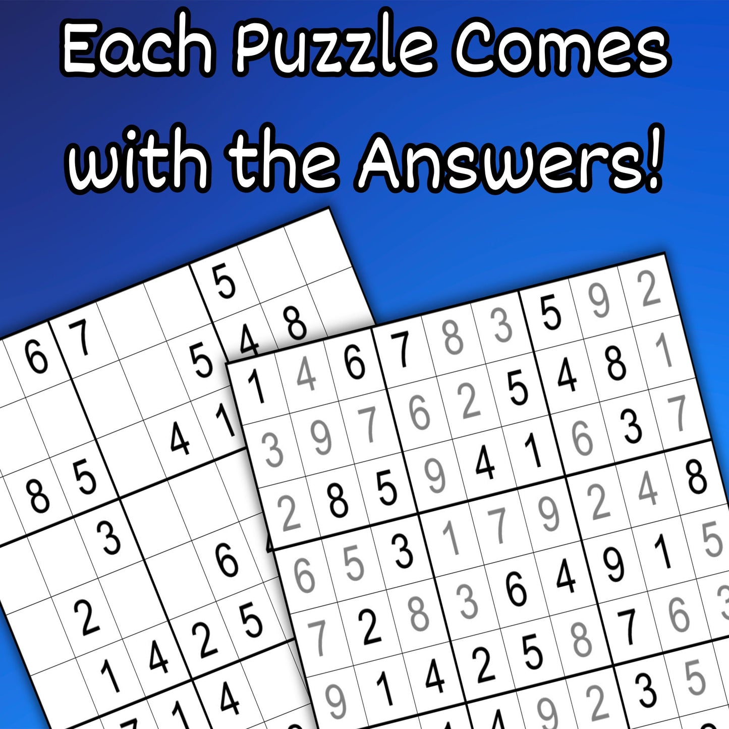 40 Easy Sudoku Puzzles with Solutions for Daily Relaxation,  Easily Downloadable Digital PDF, Mind Sharpening, Quick Fun Mental Exercise