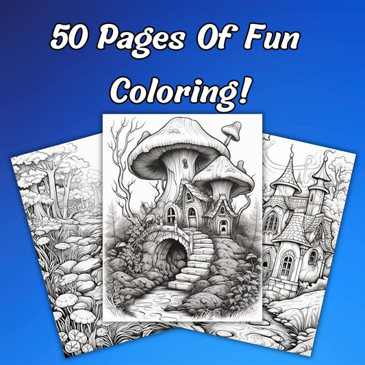 Magic Forest Coloring Pages, 50 Unique and Intricate Pages Perfect for Adult Relaxation and Creativity, Digital Edition, Bonus Cover Page