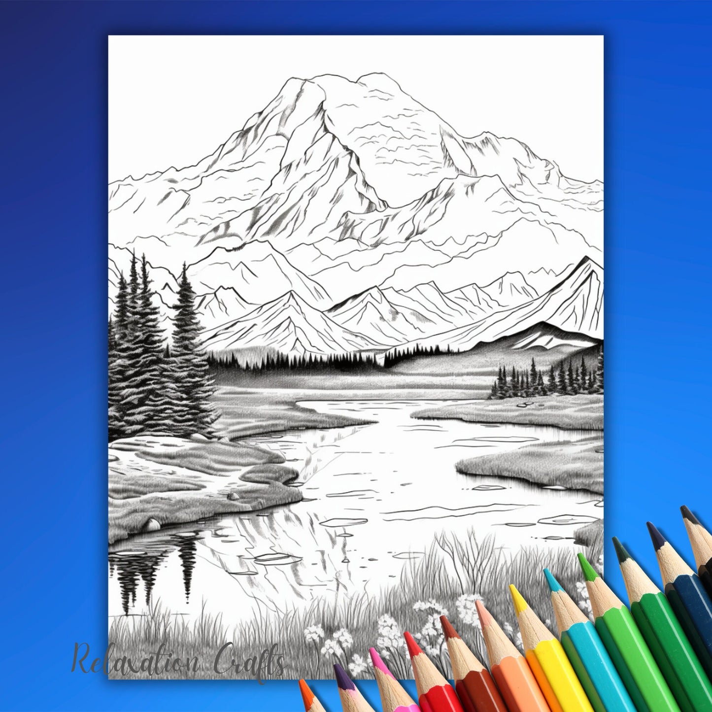 Alaska coloring pages, 40 pages adult coloring pages showing Denali National Park, Alaskan malamutes, bears, fishing, camping and more!