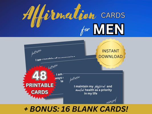 Affirmation Cards for Men, 48 Self-Esteem and Confidence Boosting Cards, a Perfect Gift for Boyfriend or Husband, Plus BONUS 16 Blank Cards!