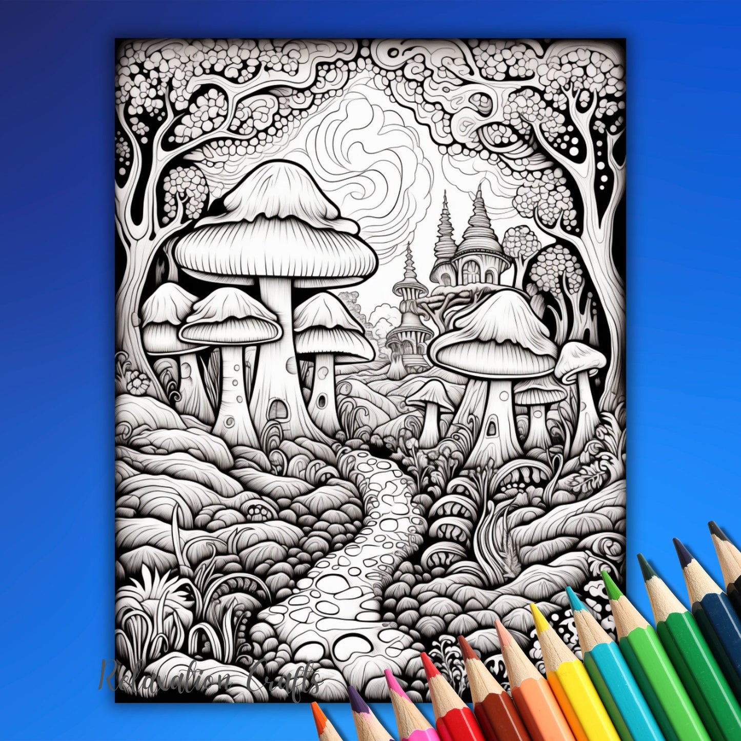 Enchanted Forest Coloring Pages for Adults, 50 Magical Pages for Relaxation & Imagination, Digital Download, BONUS: Cover Page Without Text!