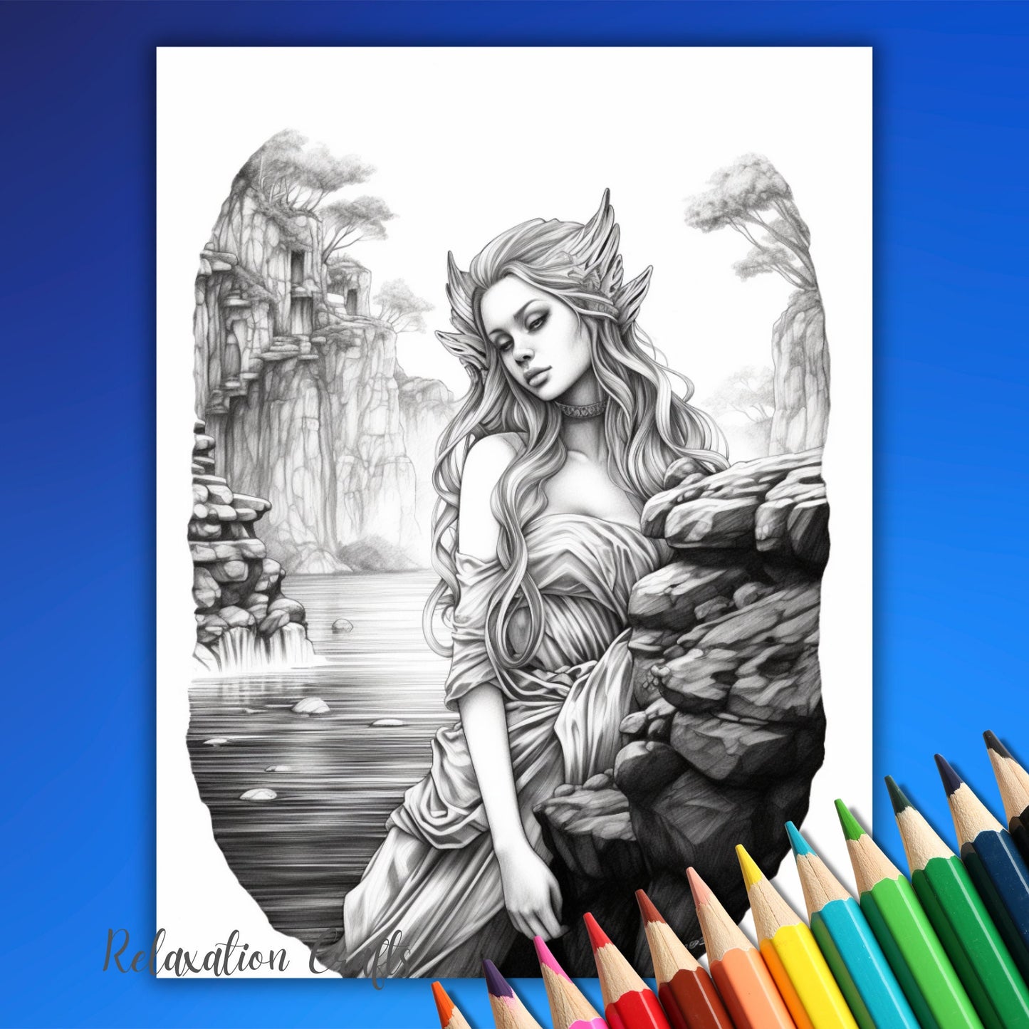 Enchanted Forest Elf Women Coloring Pages for Adults, Intricate Grayscale Pages for Stress Relief and Relaxation, Includes Bonus Cover Pages