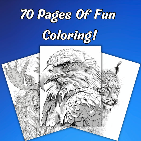Alaska Wildlife Coloring Adventure, 30 Stunning Grayscale Coloring Pages for Alaskan Nature Enthusiast, Instant Digital Download