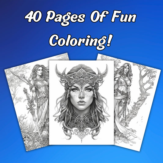 Norse Goddesses, Grayscale Adult Coloring Pages – Relax and Unwind with Detailed Mythical Art Inspired by Viking Legends and Nordic Myths