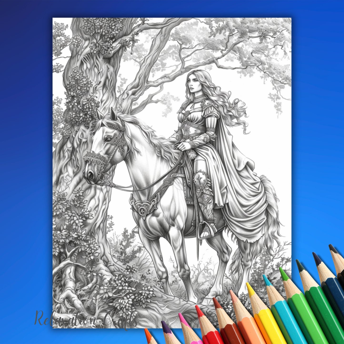 Norse Goddesses, Grayscale Adult Coloring Pages – Relax and Unwind with Detailed Mythical Art Inspired by Viking Legends and Nordic Myths