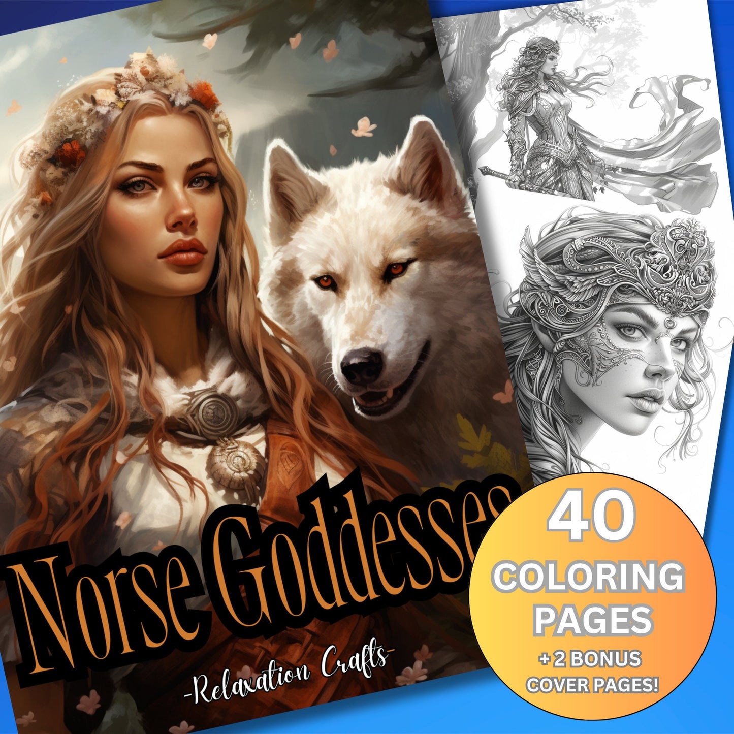 Norse Goddesses, Grayscale Adult Coloring Pages – Relax and Unwind with Detailed Mythical Art Inspired by Viking Legends and Nordic Myths