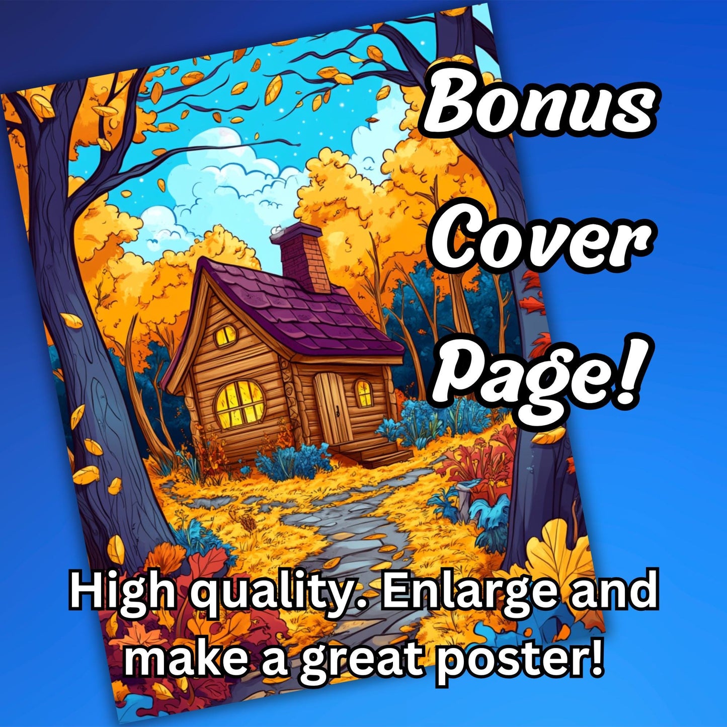 Autumn Magic, 30 Grayscale Coloring Pages with Lovely Scenes Capturing the Warmth and Charm of Fall, Perfect for Relaxation and Creativity!