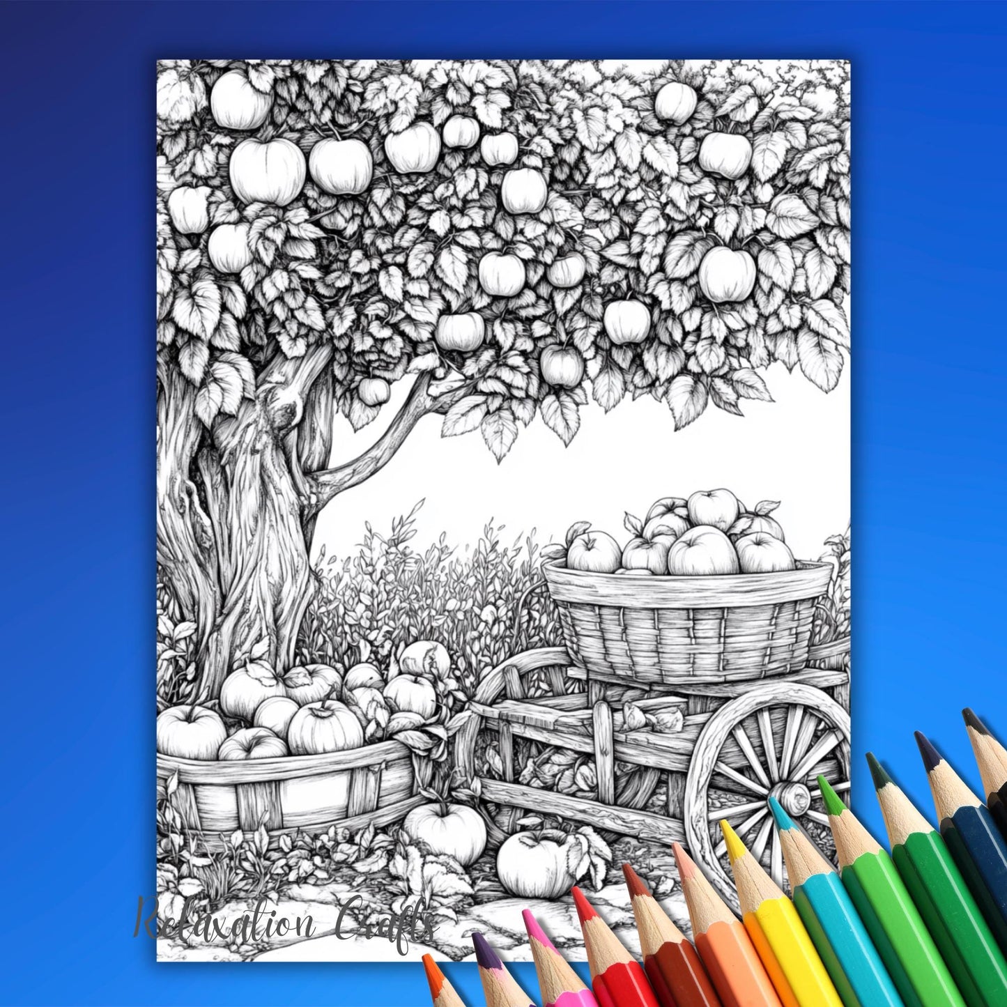 Autumn Magic, 30 Grayscale Coloring Pages with Lovely Scenes Capturing the Warmth and Charm of Fall, Perfect for Relaxation and Creativity!