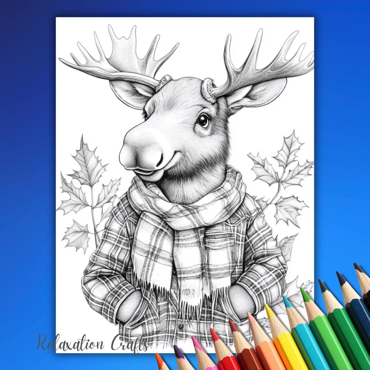 Autumn Animals Coloring Pages | 30 Grayscale Adult Fall Woodland Creatures Coloring Pages | Relaxing Seasonal Art with Cozy Wildlife Designs