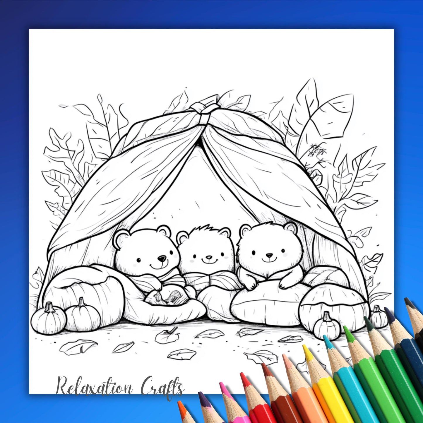 Autumn Hygge Coloring Pages for Kids: 30 Cozy Fall Themed Pages Featuring Cute Animals, Pumpkins, and Leaves for Relaxation and Creative Fun